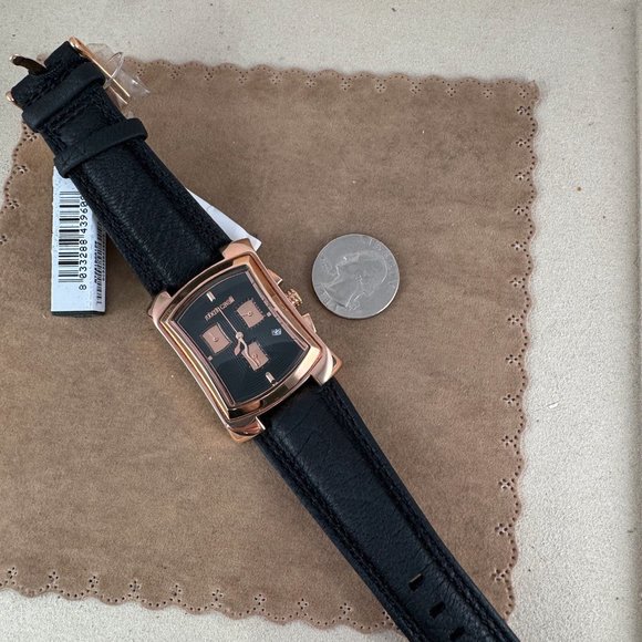 New Roberto Cavalli Chronograp Watch Rose Gold with 9.5in Black Embossed Strap - Picture 8 of 10